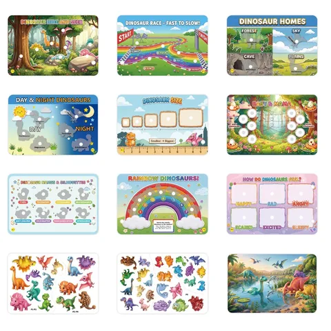 Kids Reusable Sticker Busy Book Dinosaur Matching Game Educational Quiet Book Montessori Interactive Activities For Toddlers