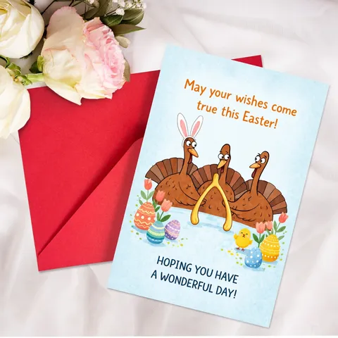 Biglietti Augurali di Pasqua Con Buste Disegni Animati Tacchino Coniglietto Modelli Religiosi Gesù Interno Bianco Carte