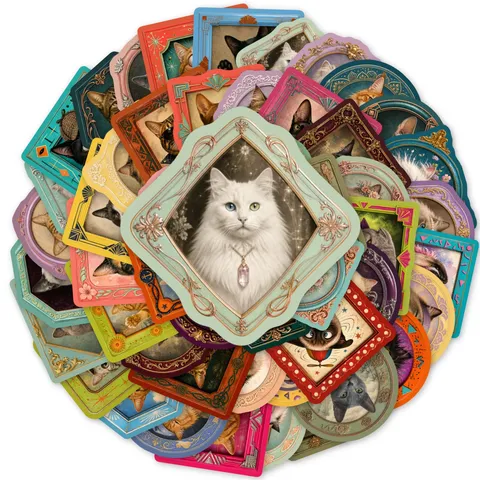 Vintage Europäische Fotorahmen Katze Aufkleber Kunstdruckpapier Bedruckt Dekorative Wasserdichte Decals Für DIY Journal Scrapbook Handwerk Schreibwaren