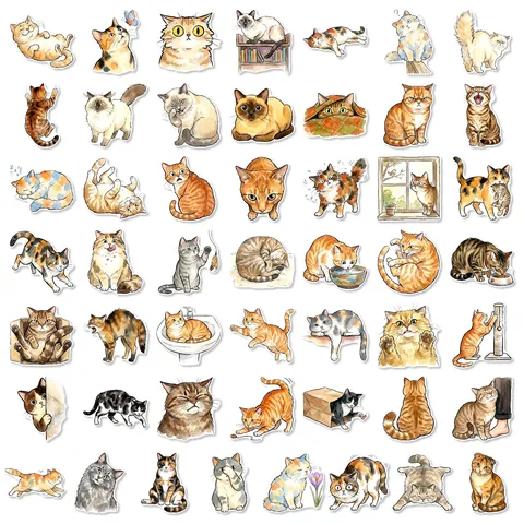 Aquarell Katze Aufkleber Süße Cartoon Lustige Tier Dekorative Aufkleber Für Scrapbooking Journal Laptop Gepäck Handyhülle Geschenk