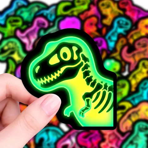 Pegatinas Impermeables Esqueleto Dinosaurio Neón Coloridas Estilo Punk Rayos X Calcomanías Decorativas Para Fiesta Halloween