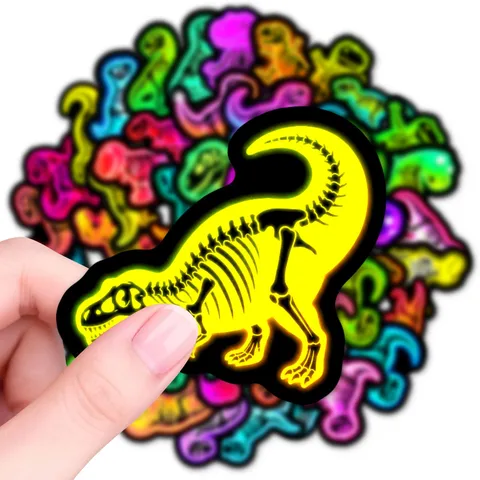 Pegatinas Impermeables Esqueleto Dinosaurio Neón Coloridas Estilo Punk Rayos X Calcomanías Decorativas Para Fiesta Halloween