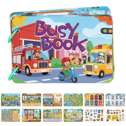 Transportation Theme Toddler Busy Book Reusable Sticker Book Shape Matching Puzzle Educational Interaction Toy Book For Early Learning