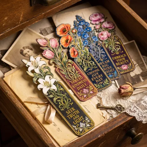 Vintage Oil Painting Floral Paper Bookmarks Inspirational Quotes Aesthetic Flower Reading Page Markers For Students Gift