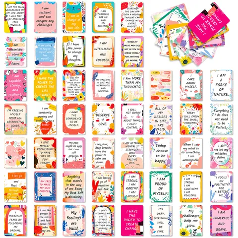 Workplace Inspirational Cards Affirmation Motivational Positive Quotes Cards For Self-Discipline Handwritten Style Encouragement Stationery Note Cards