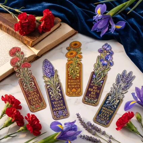 Vintage European Pattern Floral Paper Bookmarks With Inspirational Quotes Retro Botanical Illustration Bookmarks For Reading School Office Stationery