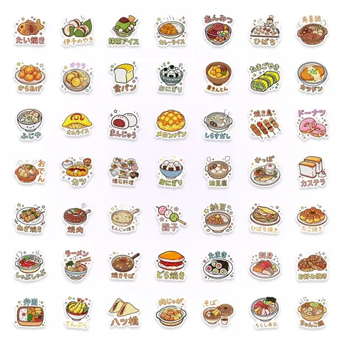 Cute Japanese Food Stickers PVC Waterproof Sukiyaki Sushi Theme Cartoon Scrapbooking Decals For Water Bottle Phone Case