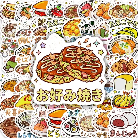 Cute Japanese Food Stickers PVC Waterproof Sukiyaki Sushi Theme Cartoon Scrapbooking Decals For Water Bottle Phone Case