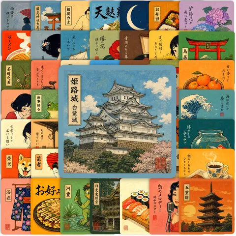 Retro Japanisch Showa Landschaft Aufkleber Wasserdicht Kunststoff Dekorative Decals Für Koffer Tablet DIY Journal Schreibwaren Aufkleber