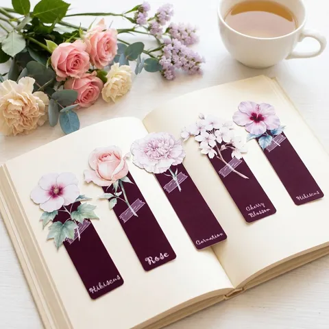 Vintage Papier Bladzijdemarkers Handgetekende Bloemen Ontwerp Lezen Pagina Marker Kaarten Voor Studenten Lezen Boek Label Retro Briefpapier Cadeau