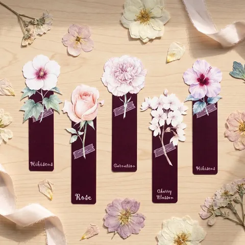 Vintage Papier Bladzijdemarkers Handgetekende Bloemen Ontwerp Lezen Pagina Marker Kaarten Voor Studenten Lezen Boek Label Retro Briefpapier Cadeau