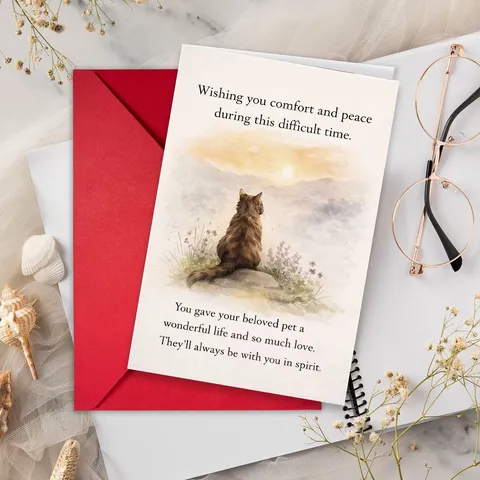 Pet Sympathy Card Pet Bereavement Memorial Gift Watercolor Dog Cat Bereavement Loss Card With Envelope For Friends Support Comfort