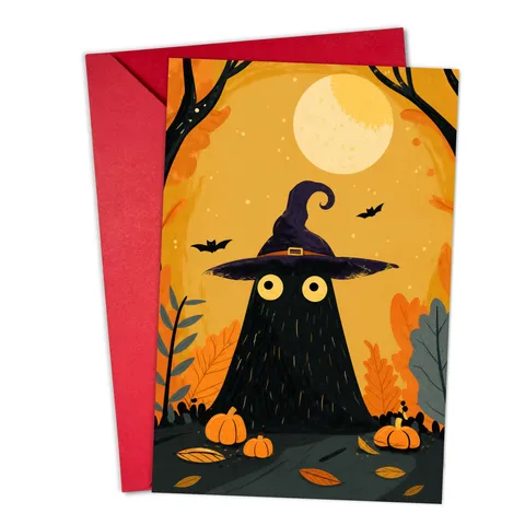 Cartes de Vœux d'Halloween Avec Ensemble d'Enveloppes Mignonnes Illustrations de Citrouille et Fantôme en Papier Couché Cartes Festives Pour Halloween