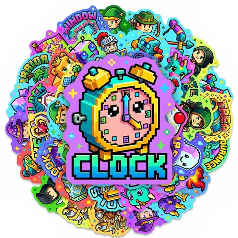 Adesivi per Giochi di Cartoni Animati Pixel Art Decalcomanie in Vinile PVC Impermeabili per Laptop Bagaglio Skateboard Telefono Decorazione Fai da Te