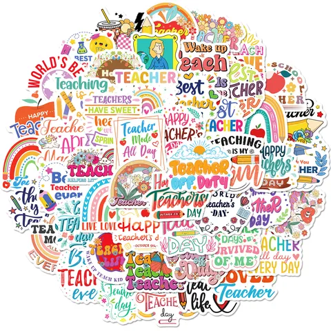Teacher Appreciation Stickers Waterproof English Quote Decals For Water Bottle Laptop Notebook Journal Scrapbook Decor Teacher Day Gift