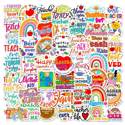 Teacher Appreciation Stickers Waterproof English Quote Decals For Water Bottle Laptop Notebook Journal Scrapbook Decor Teacher Day Gift