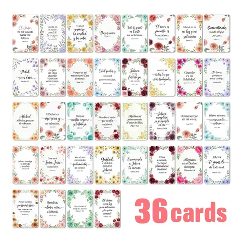 Cartes de Versets Bibliques en Espagnol Fleurs à l'Aquarelle Écritures Cartes de Bénédiction pour Journaling Décoration de Bureau Cartes de Voeux Cadeaux Religieux