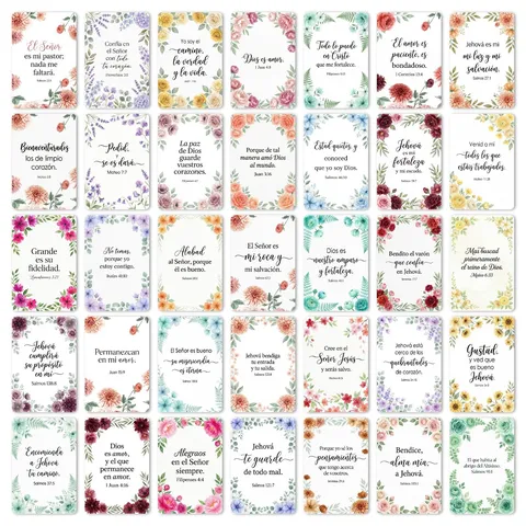 Cartes de Versets Bibliques en Espagnol Fleurs à l'Aquarelle Écritures Cartes de Bénédiction pour Journaling Décoration de Bureau Cartes de Voeux Cadeaux Religieux