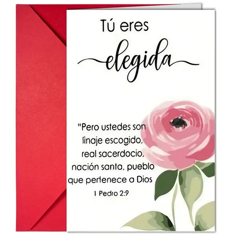 Spanish Bible Verse Greeting Card Set Simple Modern Watercolor Floral Printed Blessing Thank You Note Card With Envelope For Birthday Party Decorative Gift