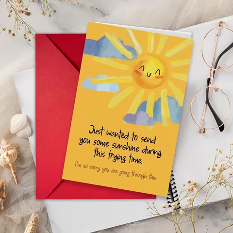 Simple Moderno Dibujos Animados Sol Papel Estucado Tarjeta de Felicitación Sobre Rojo Juego Para Diario Festivo Regalo Saludo Aliento Bendición Tarjetas