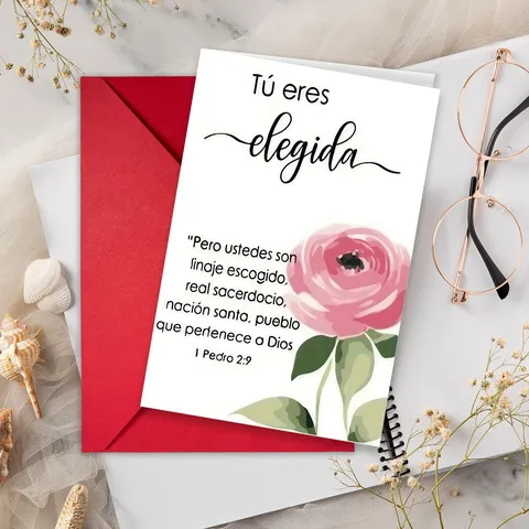 Spanish Bible Verse Greeting Card Set Simple Modern Watercolor Floral Printed Blessing Thank You Note Card With Envelope For Birthday Party Decorative Gift