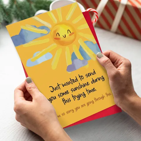 Simple Moderno Dibujos Animados Sol Papel Estucado Tarjeta de Felicitación Sobre Rojo Juego Para Diario Festivo Regalo Saludo Aliento Bendición Tarjetas