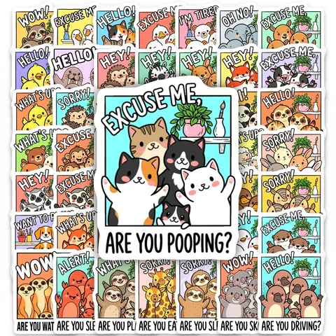 Funny Cute Animal Meme Stickers Waterproof PVC Scrapbooking Planner Stickers For Laptop Journal Phone Luggage Decorative Decal