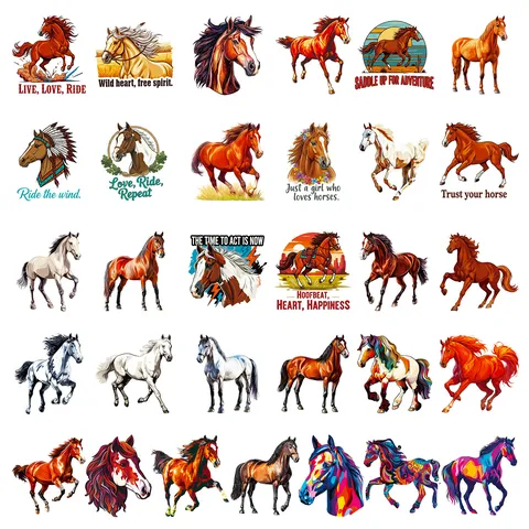 Autocollants de Papeterie Cheval Sauvage Multicolore Avec Citations Inspirantes Décalcomanies Décoratives en PP Imperméables pour Ordinateur Journal Scrapbook Cadeau