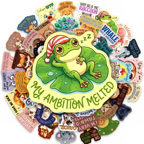 Divertenti Adesivi Con Slogan in Inglese Animali Cartoni Animati Impermeabili PVC Grafica Adesivi Decorativi per Laptop Custodia Telefono Valigia