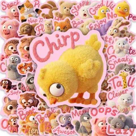 3D Plush Texture Animal Stickers Cute Cartoon Rabbit Giraffe Penguin Waterproof Stickers For Scrapbooking Planner Journaling DIY Craft Decor