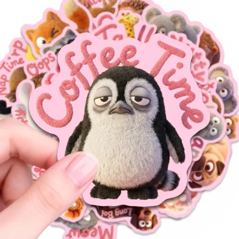 3D Plush Texture Animal Stickers Cute Cartoon Rabbit Giraffe Penguin Waterproof Stickers For Scrapbooking Planner Journaling DIY Craft Decor