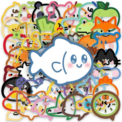 Cute Cartoon PET Clear Stickers Set Cute Animal Fruit Food Speech Bubble Decorative Waterproof Decals For DIY Journal Scrapbook Crafting Diary Stationery Decoration