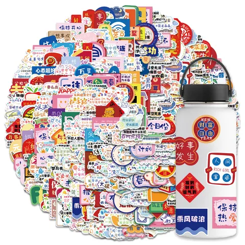 Adesivi per Slogan Testuali Estetici Impermeabili Decalcomanie Graffiti per Laptop Bottiglia d'Acqua Custodia per Telefono Decorazione per Cancelleria Fai-da-te Personalizzata
