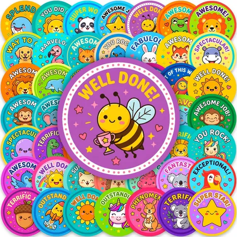 Cartoon Animal Reward Stickers For Kids Teacher Classroom Supplies Motivational Quote Stickers Waterproof Vinyl Decals For Stationery Scrapbook Laptop