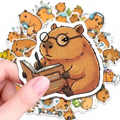 Cute Capybara Stickers Cartoon Waterproof PVC Graffiti Stickers For Laptop Suitcase Water Bottle Notebook Aesthetic Animal Decals