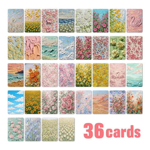 Postales Botánicas Florales Estilo Pintura al Óleo Tarjetas Decorativas de Paisaje para Scrapbooking Journaling Regalo