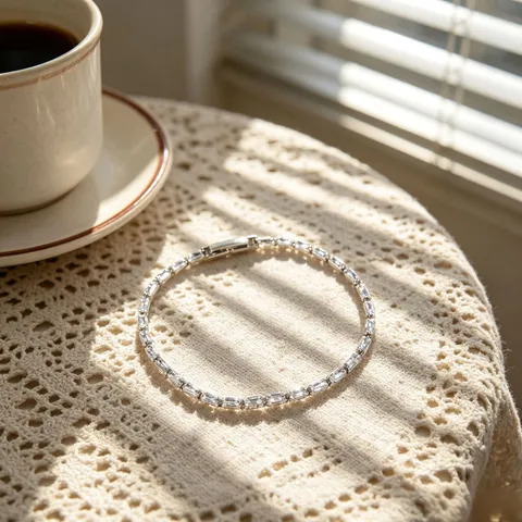 Bracciale Tennis in Ottone Placcato Oro Con Zirconia per Donna Uomo Lussuoso Minimalista Catena a Mano Gioielli Regalo
