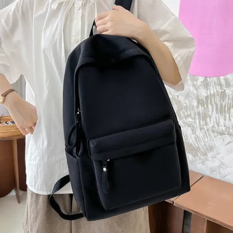 Lightweight Checkerboard Nylon Backpack Large Capacity School Bag For Students Minimalist Waterproof Casual Laptop Travel Rucksack