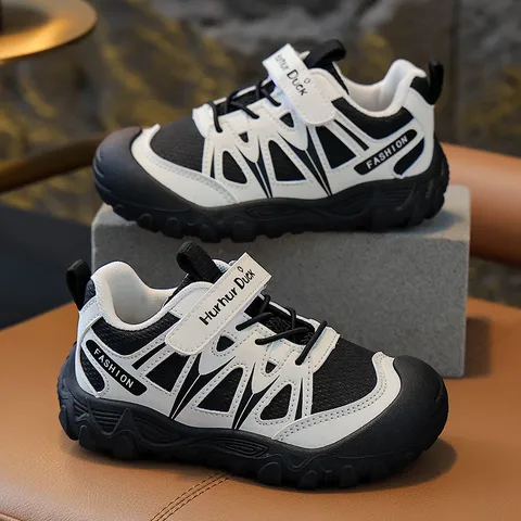 Kids Outdoor Sport Sneakers Waterproof PU Leather Non-Slip Wear-Resistant Casual Walking Shoes For Boys Girls Everyday Velcro Sneakers