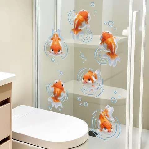 Abnehmbare Koi Fisch UV Farbeglasaufkleber 3D Goldfisch Wandtattoos Für Badezimmer Spiegel Badewanne Fenster Haus Dekoration