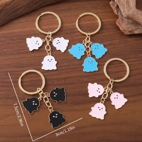 Halloween Geist Anhänger Schlüsselanhänger Süß Cartoon Legierung Metall Schlüsselring Schultasche Charm Für Paare Freunde Rucksack Ornament