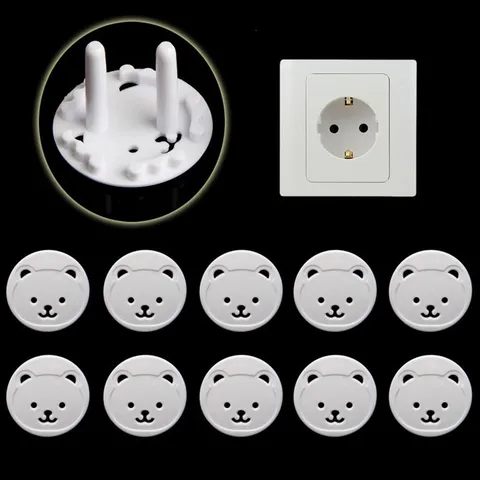 European Standard Outlet Safety Cover Cartoon Bear Child Proof Socket Guard Anti Electric Shock Protector For Home Bedroom