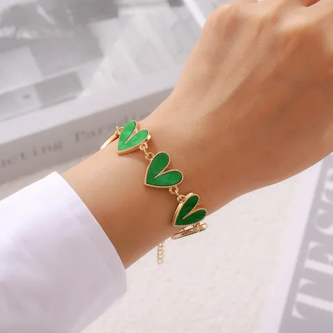 Buntes Emaille Herz Charm Armband Für Damen Mode Legierung Herzform Verstellbares Kettchen Armband Süßer Schmuck Geschenk