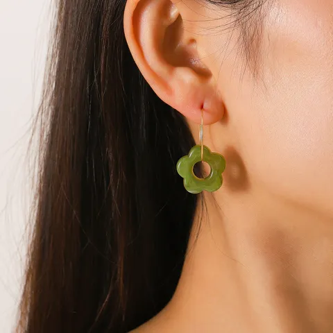 Süße Acryl Blumen Hängeohrringe Frische Makronenfarbe Legierung Creolen Ohrringe Für Damen Elegant Zarter Schmuck Geschenk