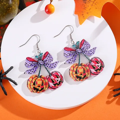 Halloween Gothisch Acryl Schleife Kürbis Geist Totenkopf Ohrringe Lustige Halloween Party Hänger Ohrringe Für Damen Schmuck