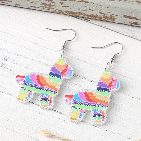 Mexikanische Cinco De Mayo Acryl Ohrhänger Bedruckte Sombrero Tequila Kaktus Pinata Gnom Taco Avocado Party Schmuck Für Damen