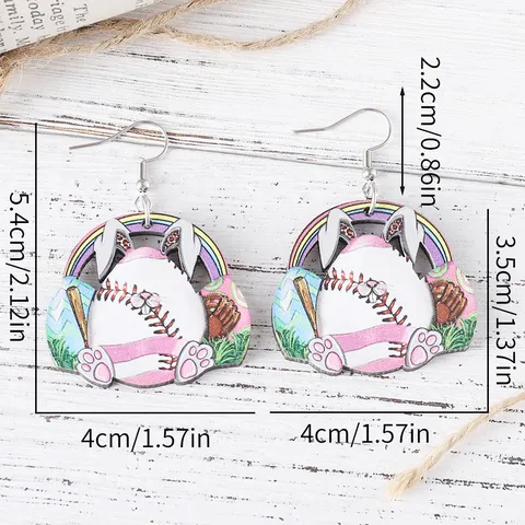 Pendientes de Madera de Pascua Gota de Agua Hueca Pendientes Colgantes de Gota Estampado Conejo Leopardo Patrón Deporte Pendientes para Mujer Fiesta Joyería Regalo