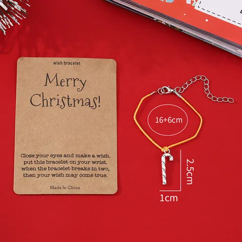 Weihnachten Wunschkarte Armband Minimalistisch Legierung Charm Geflochtene Kordel Handgemachtes Seil Armband Für Damen Kinder Schmuck