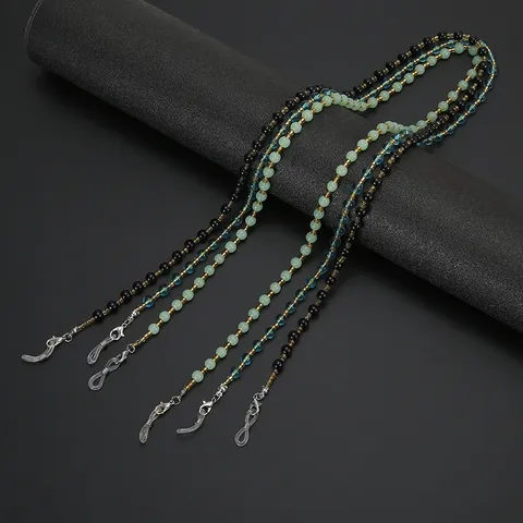 Modieuze Glaskralen Brillenketting Voor Dames Vergulde Legering Zonnebrilkoord Kralen Multifunctioneel Maskerkoord Halssnoer Sieraden