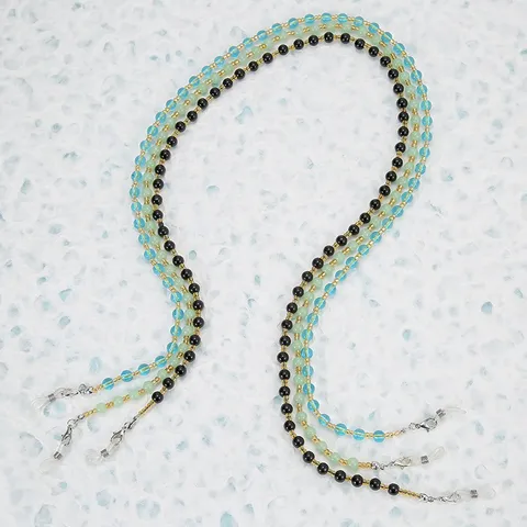 Modieuze Glaskralen Brillenketting Voor Dames Vergulde Legering Zonnebrilkoord Kralen Multifunctioneel Maskerkoord Halssnoer Sieraden
